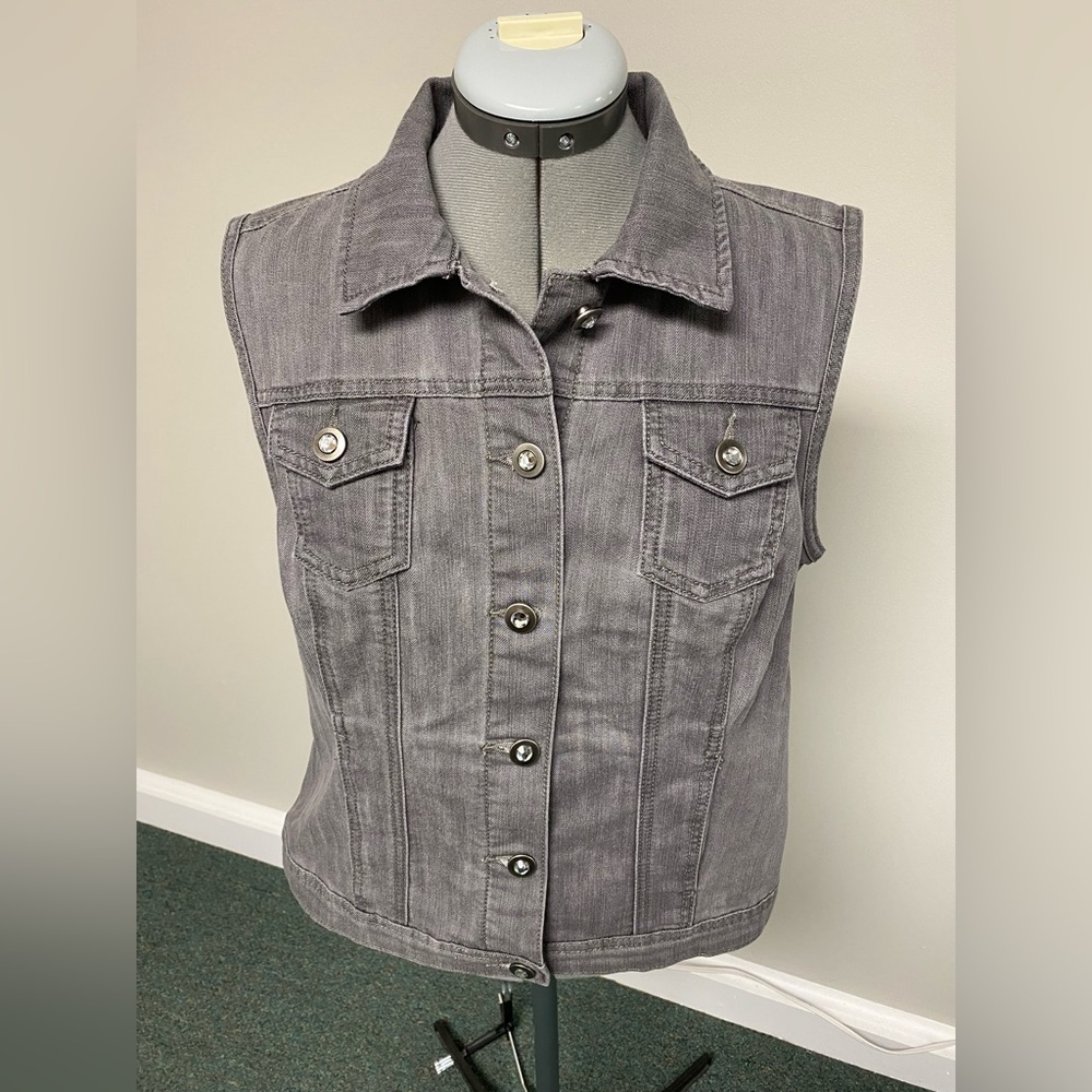 NWT Christopher Banks Grey Denim Vest